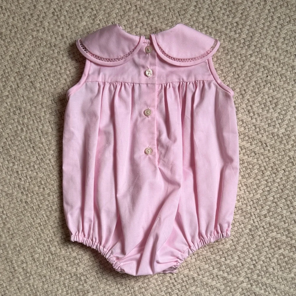 Pink Baby Romper Bubble with Embroidered Details - Picture 3 of 3